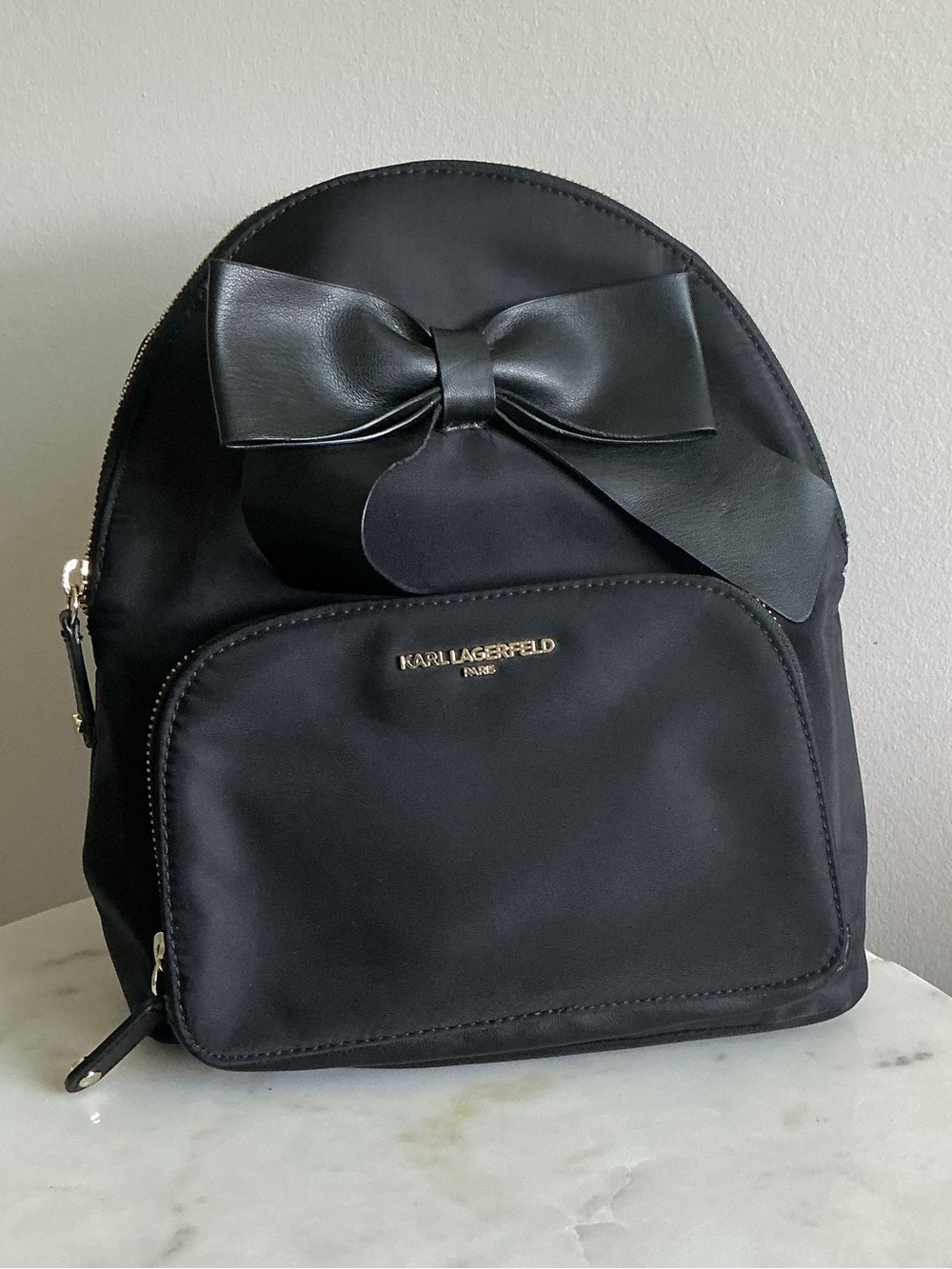 Karl Lagerfeld Paris Amour Bow Backpack Small Black Nylon